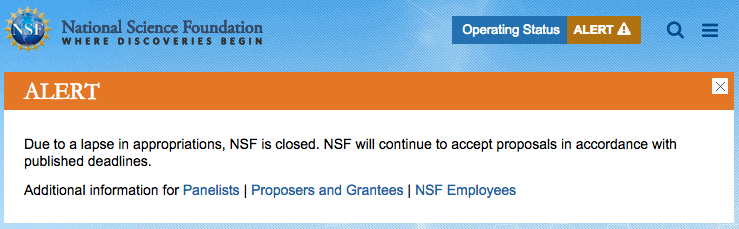 NSF shutdown message