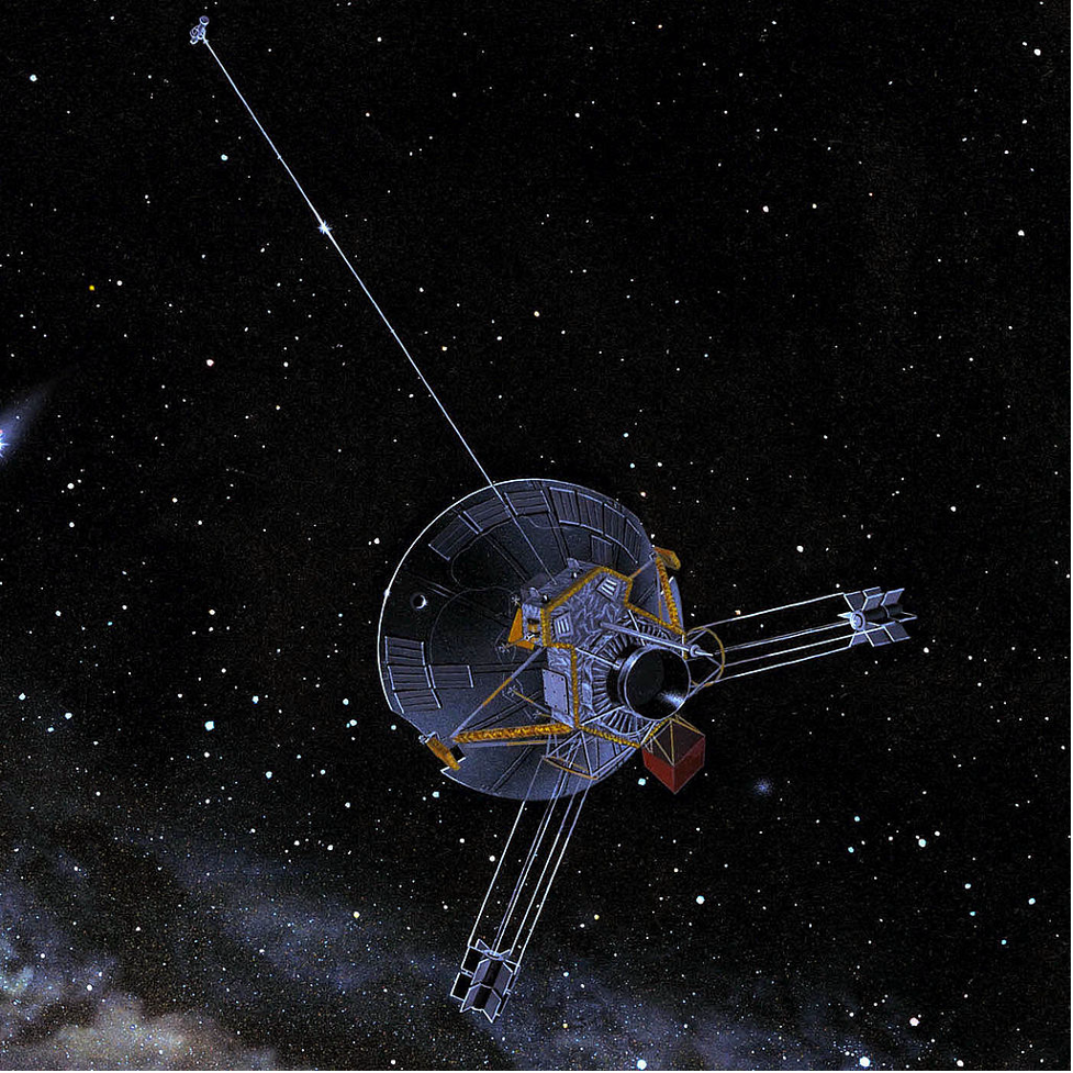 Artist’s depiction of Pioneer 10 at Jupiter.